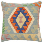 handmade Traditional Pillow Blue Rust Hand-Woven SQUARE 100% WOOL Hand woven turkish pillow PILLOW
