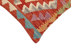 handmade Traditional Pillow Rust Blue Hand-Woven SQUARE 100% WOOL Hand woven turkish pillow2' x 2'