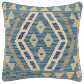 handmade Traditional Pillow Blue Gray Hand-Woven SQUARE 100% WOOL Hand woven turkish pillow2' x 2'