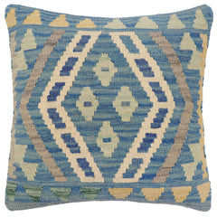 handmade Traditional Pillow Blue Gray Hand-Woven SQUARE 100% WOOL Hand woven turkish pillow2' x 2'
