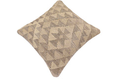 handmade Traditional Pillow Beige Tan Hand-Woven SQUARE 100% WOOL Hand woven turkish pillow2' x 2'