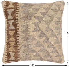 handmade Traditional Pillow Beige Tan Hand-Woven SQUARE 100% WOOL Hand woven turkish pillow2' x 2'