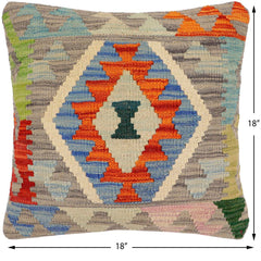handmade Traditional Pillow Rust Gray Hand-Woven SQUARE 100% WOOL Hand woven turkish pillow2' x 2'