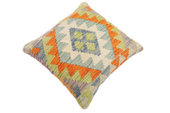 handmade Traditional Pillow Blue Rust Hand-Woven SQUARE 100% WOOL Hand woven turkish pillow 2 x 2