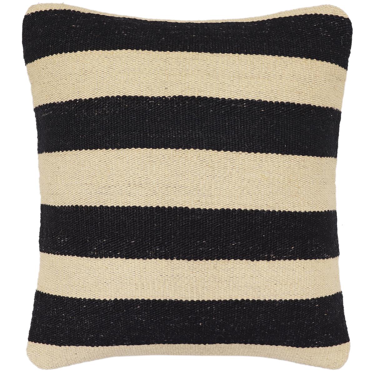 handmade Modern Pillow Beige Black Hand-Woven SQUARE 100% WOOL Hand woven turkish pillow 2 x 2