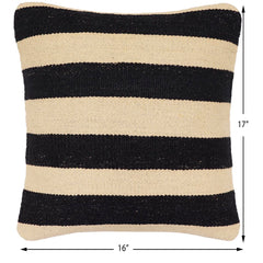 handmade Modern Pillow Beige Black Hand-Woven SQUARE 100% WOOL Hand woven turkish pillow 2 x 2