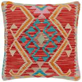 handmade Traditional Pillow Red Blue Hand-Woven SQUARE 100% WOOL Hand woven turkish pillow PILLOW