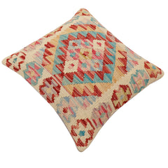 handmade Traditional Pillow Beige Rust Hand-Woven SQUARE 100% WOOL Hand woven turkish pillow 2 x 2