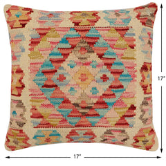 handmade Traditional Pillow Beige Rust Hand-Woven SQUARE 100% WOOL Hand woven turkish pillow 2 x 2