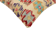handmade Traditional Pillow Beige Blue Hand-Woven SQUARE 100% WOOL Hand woven turkish pillow2' x 2'