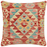 handmade Traditional Pillow Rust Beige Hand-Woven SQUARE 100% WOOL Hand woven turkish pillow2' x 2'