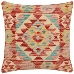 handmade Traditional Pillow Rust Beige Hand-Woven SQUARE 100% WOOL Hand woven turkish pillow2' x 2'