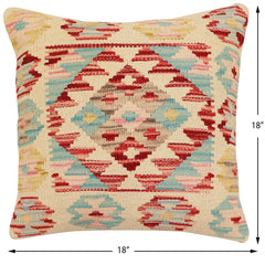 handmade Traditional Pillow Beige Rust Hand-Woven SQUARE 100% WOOL Hand woven turkish pillow2' x 2'