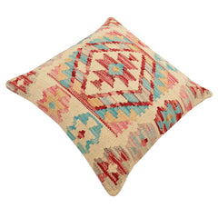 handmade Traditional Pillow Beige Rust Hand-Woven SQUARE 100% WOOL Hand woven turkish pillow2' x 2'