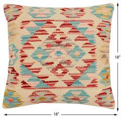 handmade Traditional Pillow Beige Rust Hand-Woven SQUARE 100% WOOL Hand woven turkish pillow2' x 2'