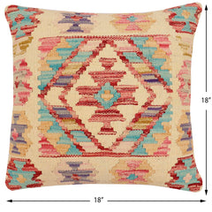 handmade Traditional Pillow Beige Rust Hand-Woven SQUARE 100% WOOL Hand woven turkish pillow2' x 2'