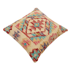 handmade Traditional Pillow Beige Rust Hand-Woven SQUARE 100% WOOL Hand woven turkish pillow2' x 2'