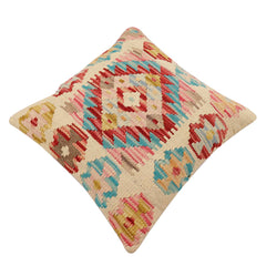 handmade Traditional Pillow Beige Red Hand-Woven SQUARE 100% WOOL Hand woven turkish pillow2' x 2'