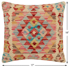 handmade Traditional Pillow Beige Rust Hand-Woven SQUARE 100% WOOL Hand woven turkish pillow 2 x 2