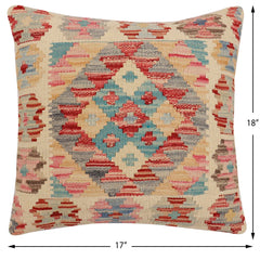handmade Traditional Pillow Beige Rust Hand-Woven SQUARE 100% WOOL Hand woven turkish pillow 2 x 2