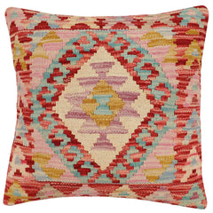 handmade Traditional Pillow Rust Beige Hand-Woven SQUARE 100% WOOL Hand woven turkish pillow2' x 2'