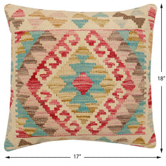 handmade Traditional Pillow Beige Blue Hand-Woven SQUARE 100% WOOL Hand woven turkish pillow 2 x 2