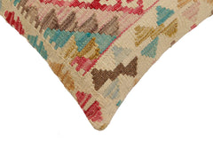 handmade Traditional Pillow Beige Blue Hand-Woven SQUARE 100% WOOL Hand woven turkish pillow 2 x 2