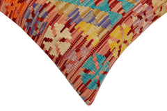 handmade Traditional Pillow Rust Blue Hand-Woven SQUARE 100% WOOL Hand woven turkish pillow2' x 2'