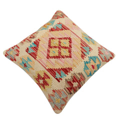 handmade Traditional Pillow Beige Red Hand-Woven SQUARE 100% WOOL Hand woven turkish pillow2' x 2'
