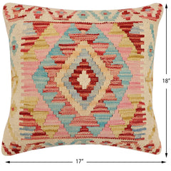 handmade Traditional Pillow Beige Red Hand-Woven SQUARE 100% WOOL Hand woven turkish pillow 2 x 2