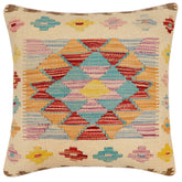 handmade Traditional Pillow Beige Red Hand-Woven SQUARE 100% WOOL Hand woven turkish pillow2' x 2'