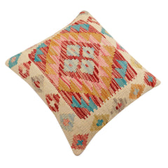 handmade Traditional Pillow Beige Red Hand-Woven SQUARE 100% WOOL Hand woven turkish pillow 2 x 2