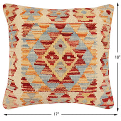 handmade Traditional Pillow Beige Red Hand-Woven SQUARE 100% WOOL  Hand woven turkish pillow  2 x 2
