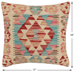 handmade Traditional Pillow Beige Red Hand-Woven SQUARE 100% WOOL  Hand woven turkish pillow  2 x 2