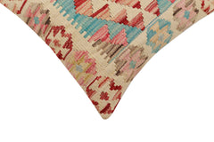 handmade Traditional Pillow Beige Red Hand-Woven SQUARE 100% WOOL  Hand woven turkish pillow  2 x 2