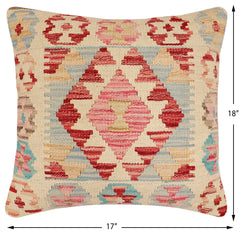 handmade Traditional Pillow Beige Red Hand-Woven SQUARE 100% WOOL  Hand woven turkish pillow  2 x 2