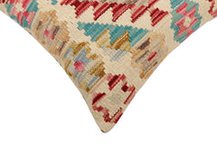 handmade Traditional Pillow Beige Red Hand-Woven SQUARE 100% WOOL Hand woven turkish pillow2' x 2'