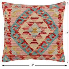 handmade Traditional Pillow Red Blue Hand-Woven SQUARE 100% WOOL Hand woven turkish pillow2' x 2'