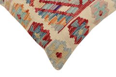 handmade Traditional Pillow Beige Red Hand-Woven SQUARE 100% WOOL  Hand woven turkish pillow  2 x 2