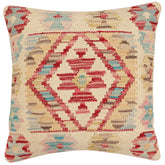 handmade Traditional Pillow Beige Red Hand-Woven SQUARE 100% WOOL Hand woven turkish pillow2' x 2'