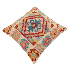 handmade Traditional Pillow Beige Red Hand-Woven SQUARE 100% WOOL Hand woven turkish pillow2' x 2'