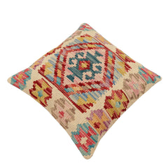 handmade Traditional Pillow Beige Red Hand-Woven SQUARE 100% WOOL Hand woven turkish pillow2' x 2'