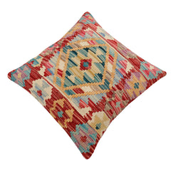 handmade Traditional Pillow Red Blue Hand-Woven SQUARE 100% WOOL Hand woven turkish pillow2' x 2'
