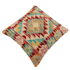 handmade Traditional Pillow Red Blue Hand-Woven SQUARE 100% WOOL Hand woven turkish pillow2' x 2'