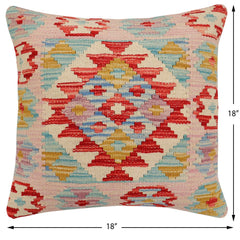 handmade Traditional Pillow Red Blue Hand-Woven SQUARE 100% WOOL Hand woven turkish pillow2' x 2'