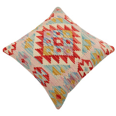 handmade Traditional Pillow Red Blue Hand-Woven SQUARE 100% WOOL Hand woven turkish pillow2' x 2'