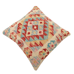 handmade Traditional Pillow Red Blue Hand-Woven SQUARE 100% WOOL  Hand woven turkish pillow  2 x 2