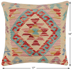 handmade Traditional Pillow Beige Red Hand-Woven SQUARE 100% WOOL Hand woven turkish pillow 2 x 2