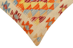 handmade Traditional Pillow Beige Rust Hand-Woven SQUARE 100% WOOL Hand woven turkish pillow2' x 2'