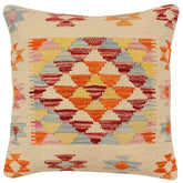 handmade Traditional Pillow Beige Rust Hand-Woven SQUARE 100% WOOL Hand woven turkish pillow2' x 2'